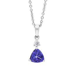 18ct White Gold Tanzanite Diamond Trillion Cut Pendant CPW1STR6TZ