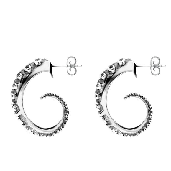 18ct White Gold Tentacle Hoop Earrings