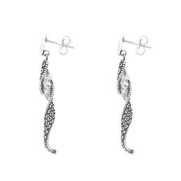 18ct White Gold Tentacle Twist Drop Earrings