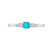 18ct White Gold Turquoise 0.05ct Diamond Milgrain Shoulder Ring