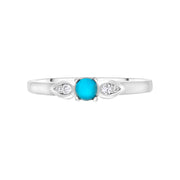 18ct White Gold Turquoise 0.07ct Diamond Shoulder Ring