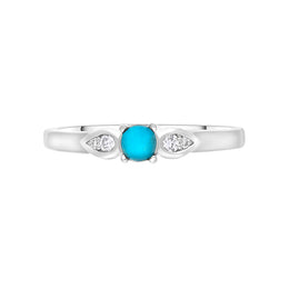 18ct White Gold Turquoise 0.07ct Diamond Shoulder Ring