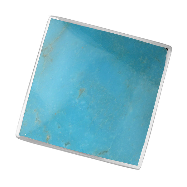 18ct White Gold Turquoise Hallmark Large Rhombus Ring. R608_FH.