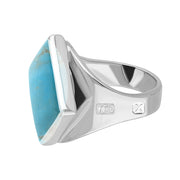 18ct White Gold Turquoise Hallmark Small Rhombus Ring