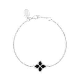 18ct White Gold Whitby Jet Bloom Flower Ball Edge Bracelet, B1273