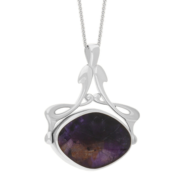 18ct White Gold Whitby Jet Blue John Bell Diamond Swivel Fob Necklace, P113_10_3.