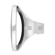 18ct White Gold Whitby Jet Hallmark Large Round Ring