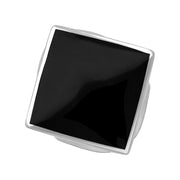 18ct White Gold Whitby Jet Hallmark Medium Rhombus Ring, R607_FH.