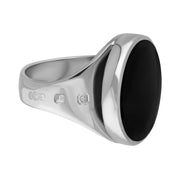 18ct White Gold Whitby Jet Hallmark Small Round Ring