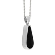 18ct White Gold Whitby Jet Lapis Lazuli Small Double Sided Pear Cut Fob Necklace, P835_3.
