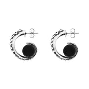 18ct White Gold Whitby Jet Tentacle Hoop Earrings