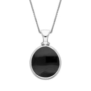 18ct White Gold Whitby Jet Turquoise Small Double Sided Pear Fob Necklace, P220_2.