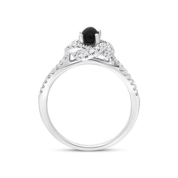 18ct White Yellow Gold Whitby Jet 0.39ct Diamond Knot  Ring