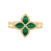 18ct Yellow Gold Malachite Eden Marquise Flower Ring