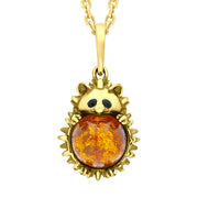 18ct Yellow Gold Amber Large Hedgehog Necklace p3544