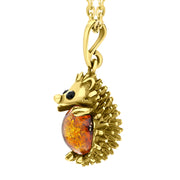 18ct Yellow Gold Amber Large Hedgehog Necklace