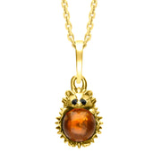 18ct Yellow Gold Amber Tiny Hedgehog Necklace, P3356
