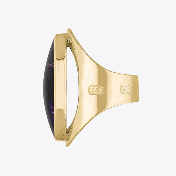 18ct Yellow Gold Blue John Hallmark Large Oval Ring