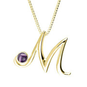 18ct Yellow Gold Blue John Love Letters Initial M Necklace, P3460.
