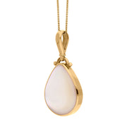 18ct Yellow Gold Blue John Mother of Pearl Double Sided Pear Fob Necklace, P056_3.