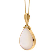 18ct Yellow Gold Blue John Mother of Pearl Double Sided Pear Fob Necklace, P056_3.