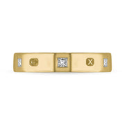 18ct Yellow Gold 0.18ct Diamond Queen's Jubilee Hallmark Princess Cut 4mm Ring D