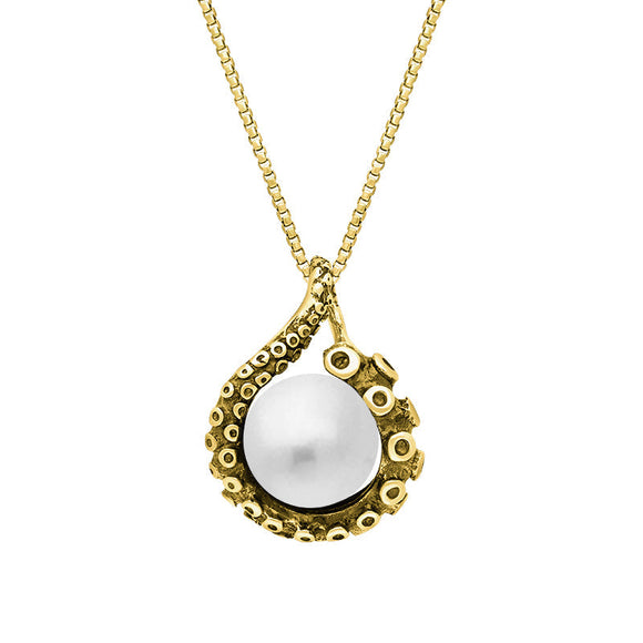 18ct Yellow Gold Freshwater Pearl Bead Tentacle Necklace, P3421.