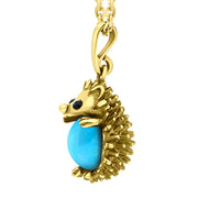 18ct Yellow Gold Turquoise Large Hedgehog Necklace