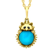 18ct Yellow Gold Turquoise Large Hedgehog Necklace p3544