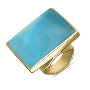 18ct Yellow Gold Turquoise Hallmark Large Square Ring. R605_FH.