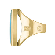 18ct Yellow Gold Turquoise Hallmark Medium Square Ring