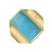 18ct Yellow Gold Turquoise Hallmark Small Oblong Ring. R221_FH
