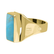 18ct Yellow Gold Turquoise Hallmark Small Oblong Ring