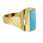 18ct Yellow Gold Turquoise Hallmark Small Oblong Ring