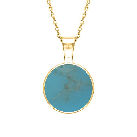 18ct Yellow Gold Turquoise Heritage Round Necklace. P018.