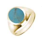 18ct Yellow Gold Turquoise Medium Oval Signet Ring. R189.