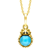 18ct Yellow Gold Turquoise Tiny Hedgehog Necklace, P3356