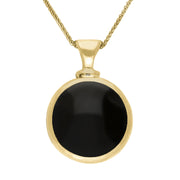 18ct Yellow Gold Whitby Jet Aquamarine Double Sided Round Dinky Fob Necklace, P218_2.