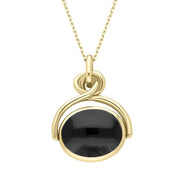 18ct Yellow Gold Whitby Jet Blue John Oval Swivel Fob Necklace, P096_2.