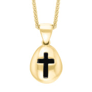 18ct Yellow Gold Whitby Jet Cross Pear Shape Necklace