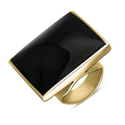 18ct Yellow Gold Whitby Jet Hallmark Large Square Ring, R605_FH.