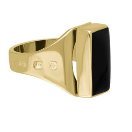 18ct Yellow Gold Whitby Jet Hallmark Small Oblong Ring
