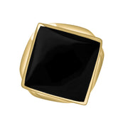 18ct Yellow Gold Whitby Jet Hallmark Small Rhombus Ring, R606_FH.
