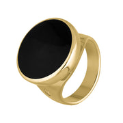 18ct Yellow Gold Whitby Jet Hallmark Small Round Ring, R609_FH.