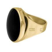 18ct Yellow Gold Whitby Jet Hallmark Small Round Ring