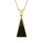 18ct Yellow Gold Whitby Jet Lapis Lazuli Small Double Sided Triangular Fob Necklace, P834_2.