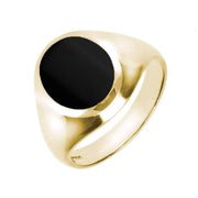 18ct Yellow Gold Whitby Jet Medium Oval Signet Ring. R189.