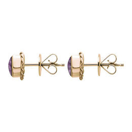 18ct Rose Gold Blue John Round Twist Edge Stud Earrings. E134_2