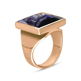 18ct Rose Gold Blue John Small Square Ring, R603_2