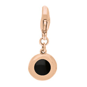 18ct Rose Gold Whitby Jet Round Shaped Star Clip Charm, G662.